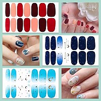 Wokoto 20 Sheets Moon Stars Nail Polish Strips Gradient Nail Stickers Full Nail Wraps For Women Nail Polish Stickers Gel Nail Strips Real Nail Polish Sticker Nails For Women Press On Nails Wraps