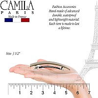 Camila Paris Cp3385 French Hair Barrette Clip For Girls, Beige Rubberized Metal Clasp, Strong Hold Grip Hair Clips For Women, No Slip Durable Styling Girls Hair Accessories, Made In France