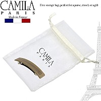 Camila Paris Cp3385 French Hair Barrette Clip For Girls, Beige Rubberized Metal Clasp, Strong Hold Grip Hair Clips For Women, No Slip Durable Styling Girls Hair Accessories, Made In France