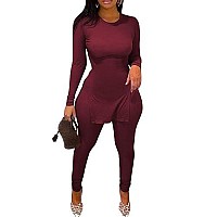 Mrskoala Womens Two Piece Outfits Fall Sets Sweatsuits Loungewear Workout Matching Tracksuit Winerered Xxl