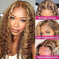 Hermosa Ombre Highlight Hd Transparent Lace Front Wigs Human Hair Pre Plucked 180 Density 427 Honey Blonde Deep Wave Human Hair Wigs For Women 28 Inch