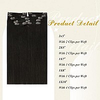 Full Shine Black Clip In Hair Extensions 80 Grams Black Hair Extensions Clip Ins Human Hair 7 Pcs Double Weft Clip In Straight Hair For Women Thick Ends Clip In Natural Hair 12 Inch