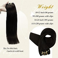 Full Shine Black Clip In Hair Extensions 80 Grams Black Hair Extensions Clip Ins Human Hair 7 Pcs Double Weft Clip In Straight Hair For Women Thick Ends Clip In Natural Hair 12 Inch