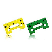 Professional Stagger-Tooth Clipper Replacement Ceramic Blades 2-Hole 2161 - Compatible With 5 Star Senior Cordless Wahl Magic Clip (Green + Yellow)