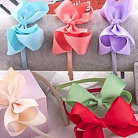 Siquk 12 Pieces Bow Headbands For Girls Headband With Bow Ribbon Headband Hair Bows Headband Boutique Grosgrain Bow Headband, 12 Colors