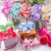 Siquk 12 Pieces Bow Headbands For Girls Headband With Bow Ribbon Headband Hair Bows Headband Boutique Grosgrain Bow Headband, 12 Colors