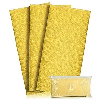 Exfoliating Washcloth Japanese Beauty Washcloth Nylon Bath Sponge Korean Loofah Towel Large Wash Cloth Body Scrub Premium Washcloths Exfoliating Shower Back Scrubber 3 Pack By Casavida (Yellow X 3)