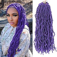 Soft Locs Crochet Hair 24 Inch Purple Faux Locs Crochet Hair Curly Wavy Crochet Synthetic Braiding Hair Extensions (24 Inch Purple)