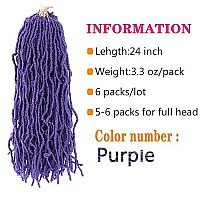 Soft Locs Crochet Hair 24 Inch Purple Faux Locs Crochet Hair Curly Wavy Crochet Synthetic Braiding Hair Extensions (24 Inch Purple)