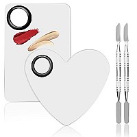 4 In 2 Set Makeup Mixing Palettes, 2 Pcs Stainless Steel Nail Art Palette With 2 Makeup Spatula For Foundation Makeup Tools Eyeshadow Nail Art (4 In 2 Silver Heart Rectangular)