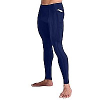 Compressionz Mens Compression Pants Base Layer Running Tights Mens Leggings For Sports (Navy Wpockets, 3Xl)