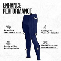 Compressionz Mens Compression Pants Base Layer Running Tights Mens Leggings For Sports (Navy Wpockets, 3Xl)