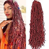 Soft Locs Crochet Hair 30 Inch 6 Packs Burgundy Color Faux Locs Crochet Hair Pre Looped Super Lightweight Synthetic Hair Braids For Black Women(30 Inch Burgundy)