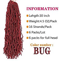 Soft Locs Crochet Hair 30 Inch 6 Packs Burgundy Color Faux Locs Crochet Hair Pre Looped Super Lightweight Synthetic Hair Braids For Black Women(30 Inch Burgundy)