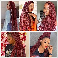 Soft Locs Crochet Hair 30 Inch 6 Packs Burgundy Color Faux Locs Crochet Hair Pre Looped Super Lightweight Synthetic Hair Braids For Black Women(30 Inch Burgundy)