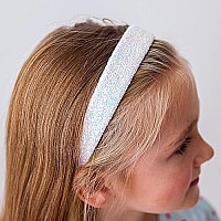 Frog Sac Glitter Headbands For Girls, White Headband For Little Girl Hair Accessories, Sparkly Wide Hair Bands For Kids, Cute Fashion Alice Head Band For Children, Thick Sparkle Bling Child Hairband