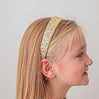 Frog Sac Glitter Headbands For Girls, Gold Hair Bands For Little Girl Hair Accessories, Sparkly Wide Yellow Headband For Kids, Cute Alice Head Band For Children, Thick Sparkle Bling Child Hairband