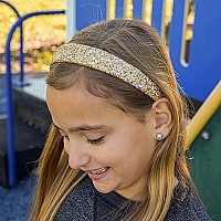 Frog Sac Glitter Headbands For Girls, Gold Hair Bands For Little Girl Hair Accessories, Sparkly Wide Yellow Headband For Kids, Cute Alice Head Band For Children, Thick Sparkle Bling Child Hairband