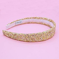 Frog Sac Glitter Headbands For Girls, Gold Hair Bands For Little Girl Hair Accessories, Sparkly Wide Yellow Headband For Kids, Cute Alice Head Band For Children, Thick Sparkle Bling Child Hairband