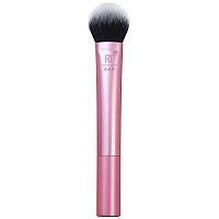 Real Techniques Tapered cheek Makeup Brush, For Blush, Highlighter, Loose, Or Pressed Powder, Soft, Synthetic Bristles, Precise Makeup Application, Aluminum Handle, cruelty Free, 1 count