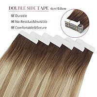 Sixstarhair Tape In Hair Extensions Rooted Brown Fading To Ash Brown Mixed With Blonde Hair Extensions Ombre Blonde Remy Human Hair Extensions 20 Pieces Color R3-8P613 22Inch]