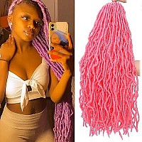 Soft Locs Crochet Hair 24 Inch 6 Packs Faux Locs Pink Pre Looped Braids Butterfly Locs Synthetic Crochet Hair Dreadlocks Hair Extensions (24 Inch Pink)