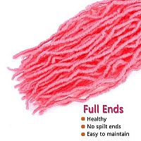 Soft Locs Crochet Hair 24 Inch 6 Packs Faux Locs Pink Pre Looped Braids Butterfly Locs Synthetic Crochet Hair Dreadlocks Hair Extensions (24 Inch Pink)