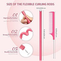 20 Pieces Flexible Curling Rods Twist Foam Hair Rollers Soft Foam No Heat Hair Rods Rollers Curlers And Steel Pintail Comb Rat Tail Comb For Women Girls Long And Short Hair (Dark Pink,031 X 94 Inch)