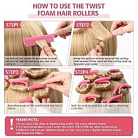 20 Pieces Flexible Curling Rods Twist Foam Hair Rollers Soft Foam No Heat Hair Rods Rollers Curlers And Steel Pintail Comb Rat Tail Comb For Women Girls Long And Short Hair (Dark Pink,031 X 94 Inch)