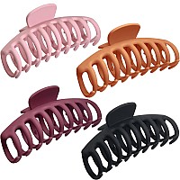 Owiizi Large Claw Clips For Thick Hair, 4.3 Matte Big Hair Claw Clips Non-Slip Claw Hair Clips Strong Hold Barrette Jumbo Hair Clips For Women Long Thick Hair (4Packs)