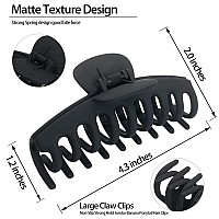 Owiizi Large Claw Clips For Thick Hair, 4.3 Matte Big Hair Claw Clips Non-Slip Claw Hair Clips Strong Hold Barrette Jumbo Hair Clips For Women Long Thick Hair (4Packs)