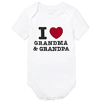 The Childrens Place Baby Single Short Sleeve 100% Cotton Bodysuits, I Heart Grandma And Grandpa, 3-6 Months