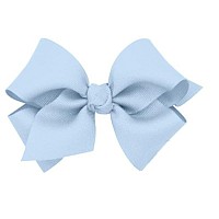 Wee Ones Girls' Classic Grosgrain Hair Bow With Knot Wrap Center On A Weestay No-Slip Hair Clip, Small, Millennium Blue