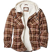 Legendary Whitetails Mens Standard Camp Night Berber Lined Hooded Flannel Shirt Jacket, Ranger Plaid, Xx-Large