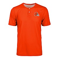 FOcO cleveland Browns NFL Mens Solid Team Logo Short Sleeve Henley