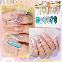 Mizhse Crystal Cat Eye Gel Polish Kits Magnetic Nail Polish 12 Pcs, Summer Green Blue Diamond Jelly Magnet Sheer Cateye Gel For Nail Art Salon Manicure Set