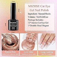 Mizhse Crystal Cat Eye Gel Polish Kits Magnetic Nail Polish 12 Pcs, Summer Green Blue Diamond Jelly Magnet Sheer Cateye Gel For Nail Art Salon Manicure Set