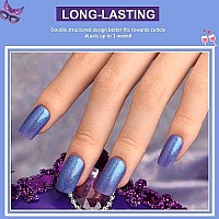 Halloween Short Press On Nails Square Shape, Blue Shimmer Gothic Fake Nails With Design Handmade Gel Medium Glue On Nails For Women Glitter Acrylic False Nail Kits Reusable Stick On Nails Full Cover Static Nails By Glamermaid, 24 Pcs