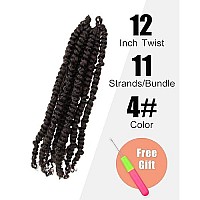 12 Inch Pre-Twisted Passion Twist Crochet Hair 8 Packs Pre-Looped Short Passion Twist Braiding Hair (4Brown)