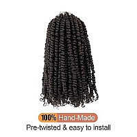 12 Inch Pre-Twisted Passion Twist Crochet Hair 8 Packs Pre-Looped Short Passion Twist Braiding Hair (4Brown)