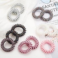 Spiral Hair Ties (Glitter Silver,12 Pcs), Coil Hair Ties For Thick Hair, Ponytail Holder Hair Ties For Women , No Crease Hair Ties, Phone Cord Hair Ties For All Hair Types With Plastic Spiral