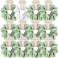 Satin Bridesmaid Scrunchies 12 Pack Proposal Gifts Elastics Hair Ties Scrunchies Bachelorette Party Favors Satin Bridesmaid Gift For Bridal Wedding Parties (White Green)