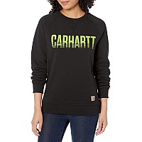 carhartt womens Midweight Relaxed Fit graphic crew Neck Sweatshirt Sweater, Black, 3X US