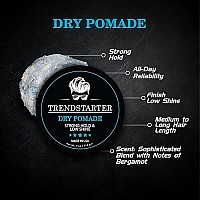 Trendstarter - Dry Pomade (4 Ounce) - Strong Hold - Low Shine - Water-Based Gel Type Pomade - All-Day Hold Premium Hair Styling Products - Free Samples Included - Launched Spring 2022