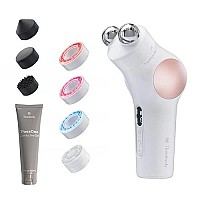 Theraface Pro - Handheld Facial Massage Device - Compact Electric Face And Skin Care Therapy Tool - 8-In-1 Treatment With Microcurrent And Led Light Therapy Rings For Ultimate Personal Beauty, White