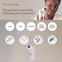 Theraface Pro - Handheld Facial Massage Device - Compact Electric Face And Skin Care Therapy Tool - 8-In-1 Treatment With Microcurrent And Led Light Therapy Rings For Ultimate Personal Beauty, White