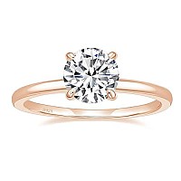 Eamti 15Ct 925 Sterling Silver Rose Gold Engagement Rings Round Cut Solitaire Cubic Zirconia Cz Wedding Promise Rings For Her Wedding Bands For Women Size 8