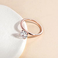 Eamti 15Ct 925 Sterling Silver Rose Gold Engagement Rings Round Cut Solitaire Cubic Zirconia Cz Wedding Promise Rings For Her Wedding Bands For Women Size 8