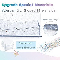 Ymvv 15 Nail Polish Rack Wall Mounted Shelf With Iridescent Star Shaped Glitters Sequin Inside,Clear Acrylic Nail Polish Organizer For Nail Techs,Great Display For Salons Retailers6 Pack