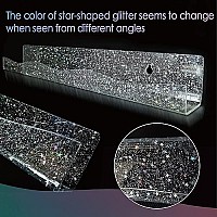 Ymvv 15 Nail Polish Rack Wall Mounted Shelf With Iridescent Star Shaped Glitters Sequin Inside,Clear Acrylic Nail Polish Organizer For Nail Techs,Great Display For Salons Retailers6 Pack